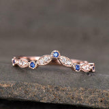 0.5ct Round Cut Blue Tanzanite Wedding Band Curved Stackable 14k RoseGold Finish