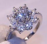 2ct Round Cut Diamond Engagement Ring 14k White Gold Finish Floral Promise Women