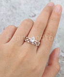 2.2ct Pear Simulated Diamond Half Eternity Band Trio Set 14k Rose Gold Plated