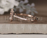 2ct Emerald Cut Simulated Morganite Halo Engagement Ring 14k Rose Gold Plated