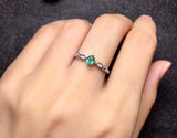 0.56ct Engagement Ring Oval Cut Green Emerald Minimalist 14k White Gold Finish