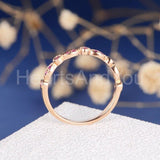 0.5ct Round Cut Simulated Ruby Half Eternity Wedding Band 14k Rose Gold Plated