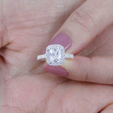 2ct Radiant Diamond Engagement Ring Halo 14k White Gold Finish with Round Accent