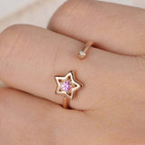 0.5ct Round Pink Sapphire Open Star Minimalist Engagement Ring 14k RoseGold Over