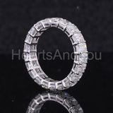 2.2ct Radiant Simulated Diamond Iced Eternity Wedding Band 14k White Gold Plated