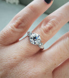 1.5Ct Round Cut Diamond Antique Vintage Engagement Ring 18K White Gold Finish
