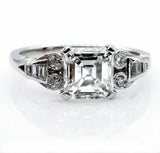 2.5ct Asscher Cut VVS1/D Diamond Vintage Engagement Ring 14K White Gold Finish