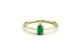 0.4ct Oval Green Emerald 2 Stone Minimalist Engagement Ring 14k Yellow Gold Over