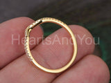 0.5ct Round Cut Moissanite Curved V Shaped Wedding Band 14k Yellow Gold Plated