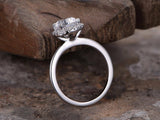 1.2ct Round Cut Diamond Solitaire Cluster Engagement Ring 14k White Gold Finish