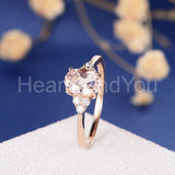 1.2ct Oval Cut Simulated Peach Morganite Round Accents Ring 14k Rose Gold Plated