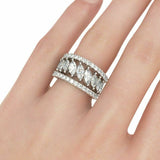 5Ct Marquise Round Cut Diamond Trio Set Wedding Band Ring 14K White Gold Finish