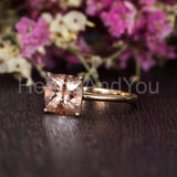 1ct Cushion Cut Simulated Morganite Solitaire Engage Ring 14k Rose Gold Plated