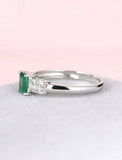 2ct Green Emerald Cut Engagement Ring Solitaire with Accents 14k White Gold Over