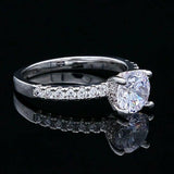 2Ct Round Cut Diamond Solitaire Engagement Ring 18K White Gold Over Hidden Halo