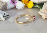 1ct Round Cut Pink Ruby Engagement Ring 14k YellowGold Finish 5 Stone Minimalist