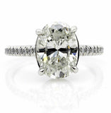 4.5ct Oval Cut Diamond Accent Hidden Halo Solitaire Ring 14K White Gold Finish