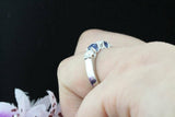 1.8ct Round Cut Blue Sapphire Five Stone Wedding Band Ring 14k White Gold Finish