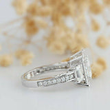 3Ct Radiant Cut Diamond Vintage Milgrain Engagement Ring 14K White Gold Finish