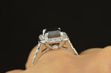 3Ct Cushion Cut Black Diamond Accent Halo Engagement Ring 14K White Gold Finish