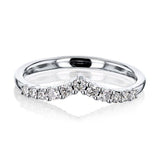 0.3ct Round Cut Moissanite Curved Minimalist Wedding Band 14k White Gold Plated