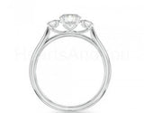 0.5ct Round Cut Moissanite Three stone Ring Dainty Women 14k White Gold Plated