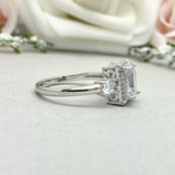 2.7ct Engagement Ring Emerald Cut Diamond Halo Solitaire 14k White Gold Finish