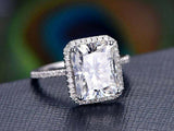 1.9ct Radiant Cut Diamond Solitaire with Accents Halo Ring 14k White Gold Finish