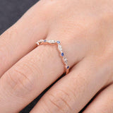 0.5ct Round Cut Blue Tanzanite Wedding Band Curved Stackable 14k RoseGold Finish