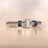 0.45ct Round Cut Moissanite Beaded Shank Collar Women Ring 14k White Gold Plated