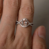2ct Oval Peach Morganite Infinity Promise Engagement Ring 14k White Gold Finish
