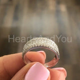 2.3ct Round Cut Moissanite Cluster Pave Women Wedding Band 14k White Gold Plated