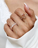 3ct Radiant Cut Simulated Peach Morganite Hidden Halo Ring 14k Rose Gold Plated