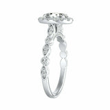 2Ct Oval Cut VVS1 Diamond Milgrain Vintage Engagement Ring 14K White Gold Finish