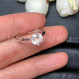0.3ct Round Cut Moissanite Solitaire Women Engagement Ring 14k White Gold Plated