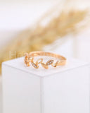 0.1ct Round Cut Moissanite Floral Leaf Women Wedding Band 14k Yellow Gold Plated