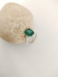 2ct Engagement Ring Emerald Cut Green Emerald Diamond Petite 14k White Gold Over