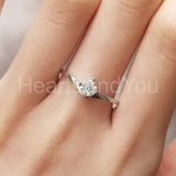 0.5ct Round Cut Moissanite Solitaire Curved Bridal Set 14k White Gold Plated