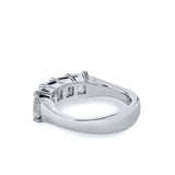 2.25ct Emerald Cut Diamond Wedding Ring Band Prong Set 14k White Gold Finish