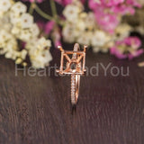 0.5ct Princess Stone Ring Setting Round Simulated Semi Mount 14k RoseGold Plated