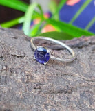 0.3ct Round Cut Simulated Blue Sapphire Solitaire Ring 14k White Gold Plated