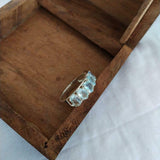 2.6ct Wedding Ring Band Oval Cut Blue Aquamarine Five Stone 14k WhiteGold Finish