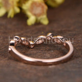 0.12ct Round Cut Moissanite Minimalist Women Wedding Band 14k Rose Gold Plated