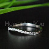 0.5ct Round Cut Moissanite Minimal Curved Stackable Band 14K White Gold Plated