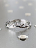 0.1ct Round Cut Moissanite Leaf Engraved Engagement Ring 14k White Gold Plated