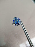 2.3ct Engagement Ring Pear Cut Blue Sapphire Solitaire Halo 14k WhiteGold Finish