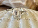 2.4ct Engagement Ring Emerald Cut Diamond 4 Prong Solitaire 14k WhiteGold Finish