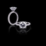 2ct Round Cut Diamond Accent Solitaire Engagement Ring 18k White Gold Finish
