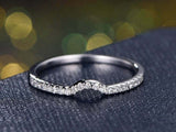 1.4ct Round Cut Diamond Wedding Band Curved Half Eternity 14k White Gold Finish