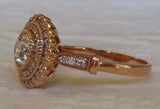 Milgrain Floral Dual Halo Engagement Ring 3.5ct Round Diamond 14k Rose Gold Over